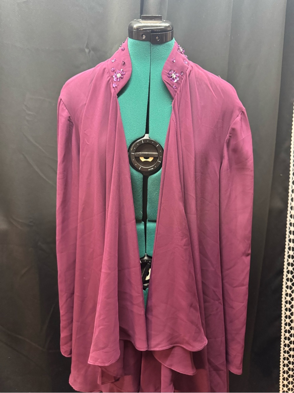 Source Unknown Plum Embellished Draped Cardigan